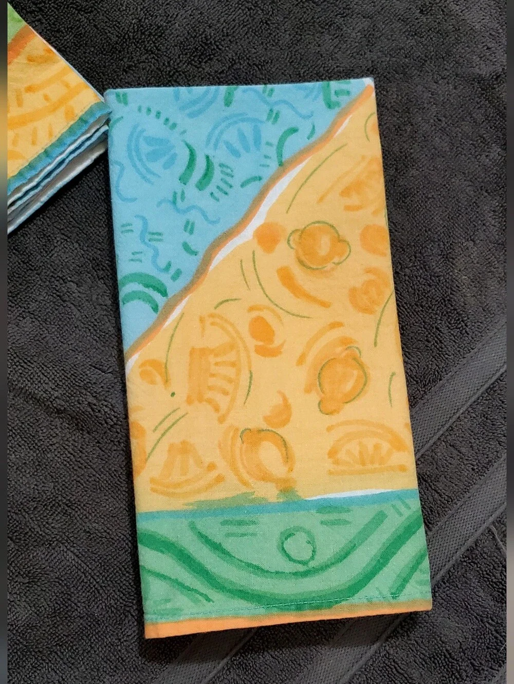 Pier 1 Imports Set Of 10 Vibrant Citrus Fruit Colorblock Mix Pattern Napkins EUC